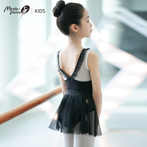 小茉莉儿童演出服女童黑色舞蹈服芭蕾中国舞练功服小众体操形体服