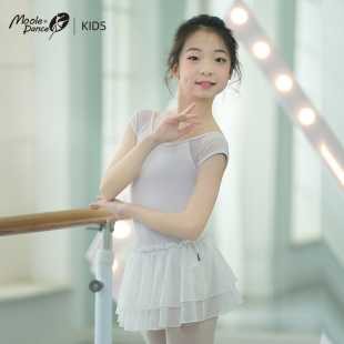 小茉莉儿童短袖 芭蕾舞练功服女童舞蹈服专业连体服体操服纱裙短裙