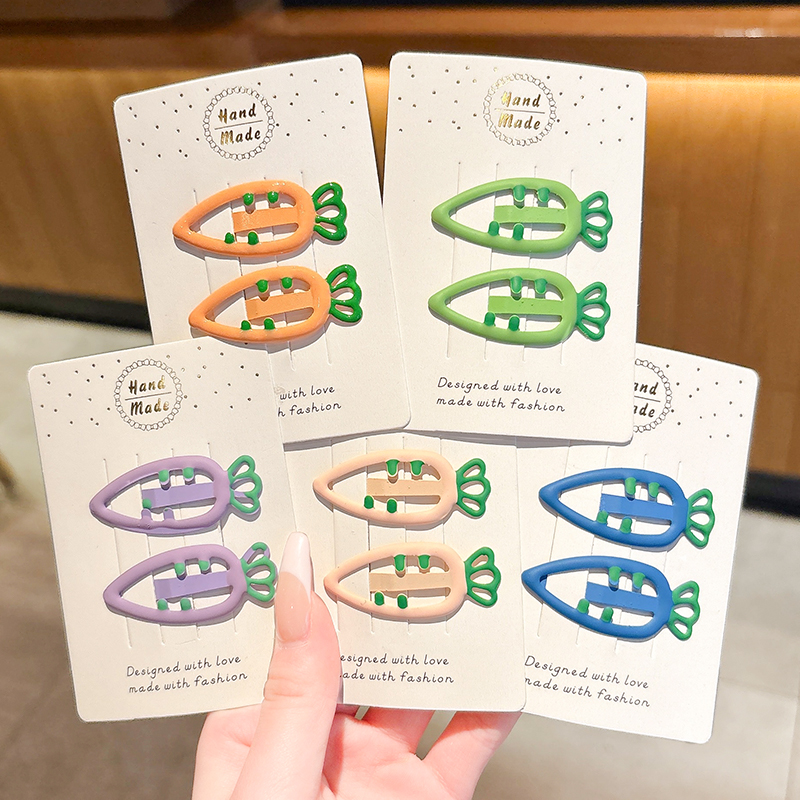 可爱胡萝卜彩色发夹儿童侧边bb夹