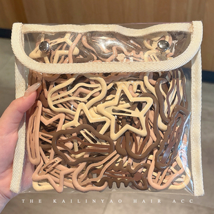 大号咖色发夹秋冬儿童碎发边夹前额刘海夹不伤发星星bb夹女童头饰