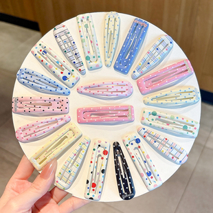 一字夹彩色波点bb夹儿童发夹女孩刘海侧边碎发小夹子头饰前额发卡