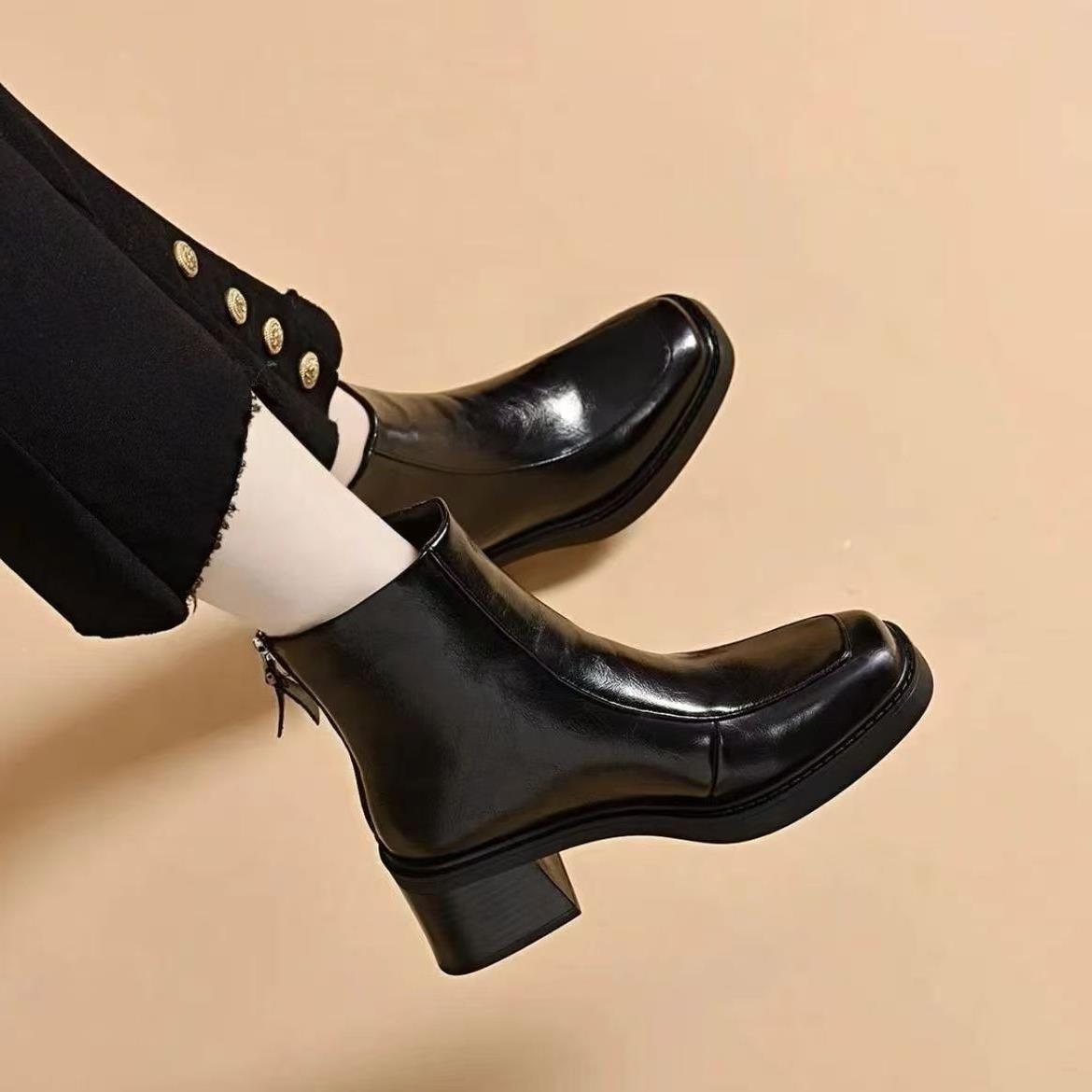 2舒025秋冬厚季新款底增高马丁靴女尚复古加时绒百搭适英伦风短靴