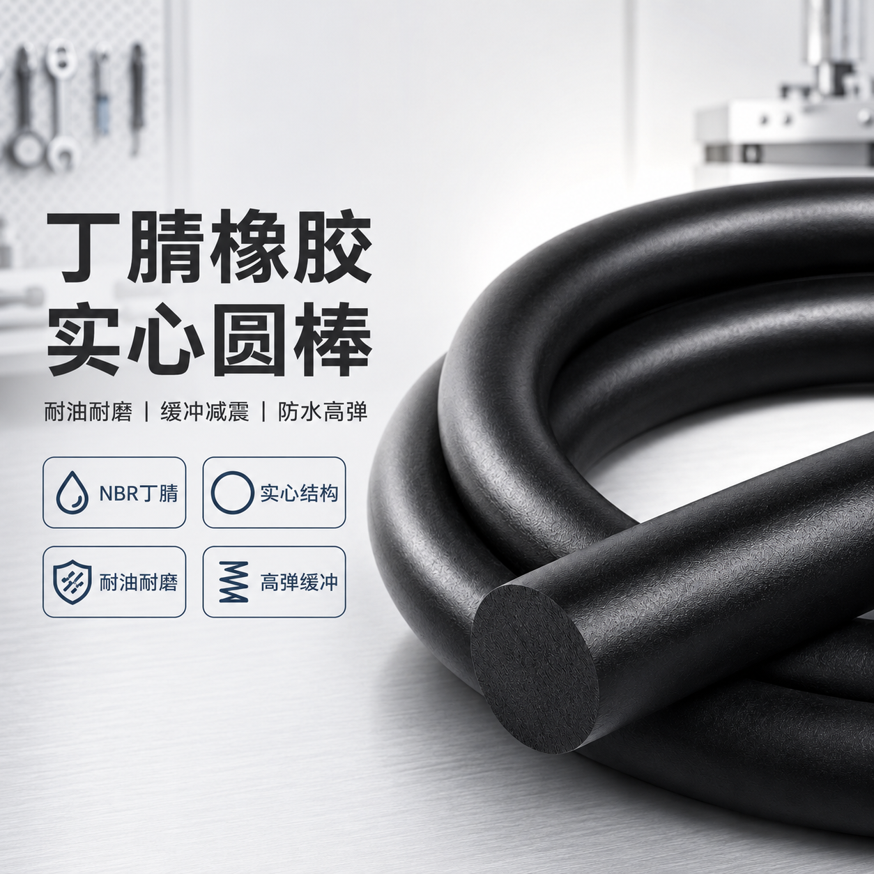 丁腈橡胶棒NBR耐油实心橡胶圆棒缓冲减震耐磨防水高弹力软硬圆柱