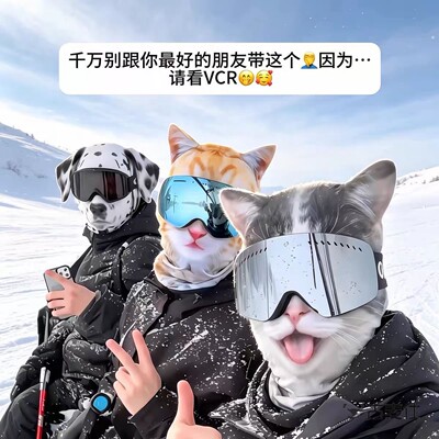 橘猫哈士奇户外滑雪面罩秋冬季防风护脸3D动物图案脸基尼印花头套