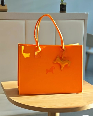 NOWWA毛毡托特包半熟青年颜值单肩包百搭森系小清新橙