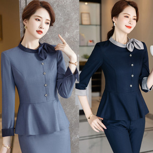 自设工厂七分袖职业套装女秋季新款美容师西装酒店工作服