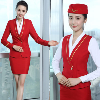 南航空姐制服职业装套装裙女航空正装长袖修身酒店美容师工作服秋