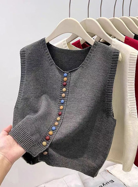 复古小香风洋气针织马甲背心女2025春秋季新款显瘦叠穿无袖外套