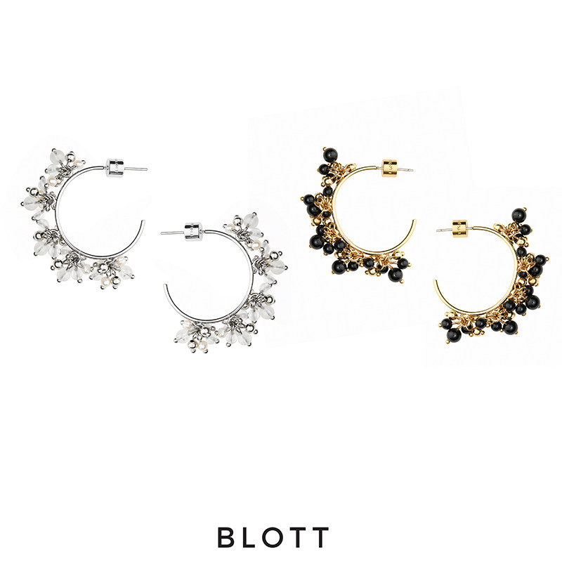 【文淇同款】BLOTT 盛夏系列 小圈串珠果实珍珠黑玛瑙白水晶耳环