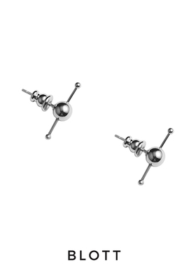 BLOTT官方店 设计师原创金银平衡杆mini耳环 纯银耳针个性耳饰