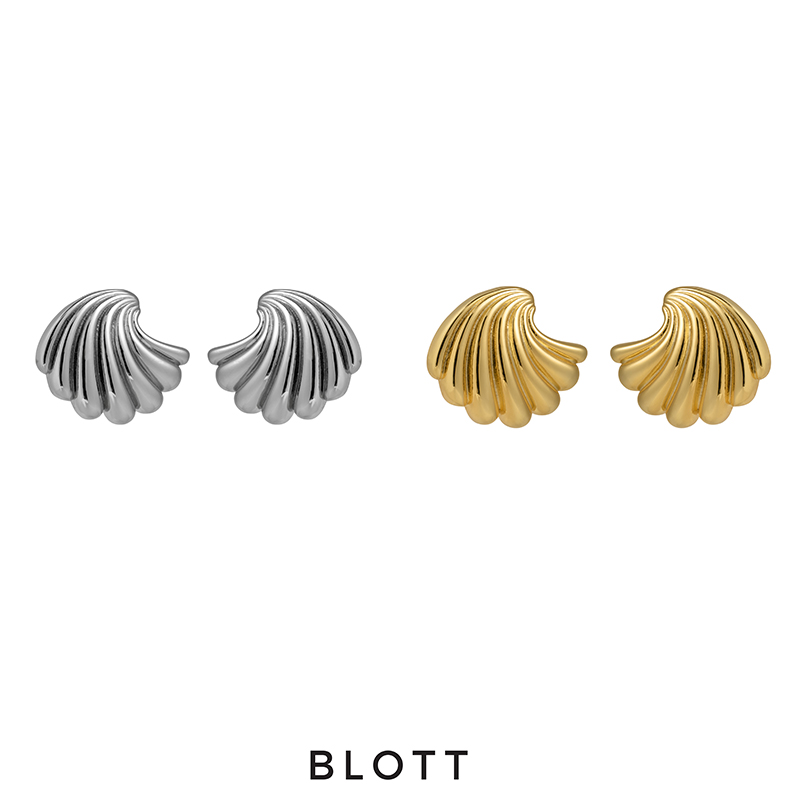 BLOTT度假系列 扇贝造型 海洋元素 金属金银纯银耳针耳饰