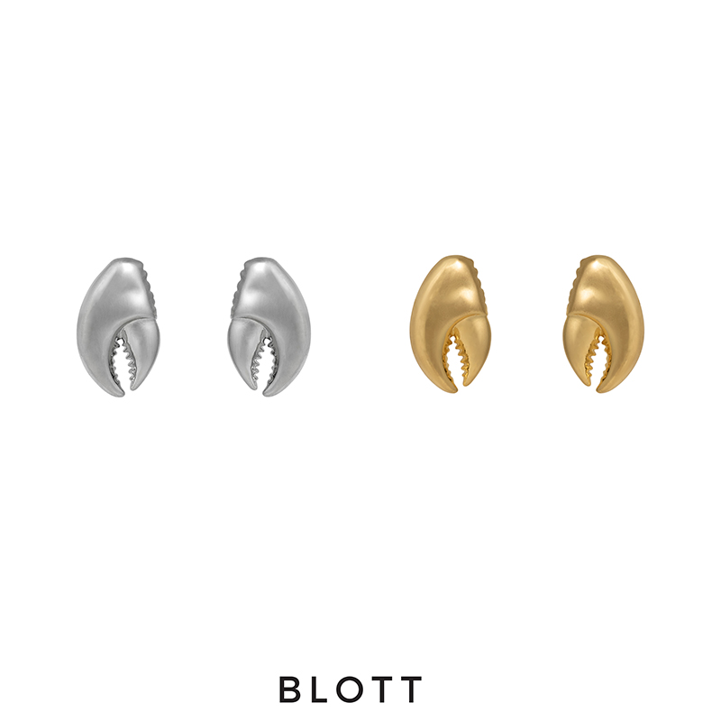 BLOTT度假系列 海洋元素蟹钳金银两色耳环耳饰耳钉