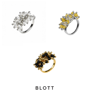 BLOTT 盛夏系列 手工串珠花蕊珍珠黄水晶黑玛瑙开口戒指