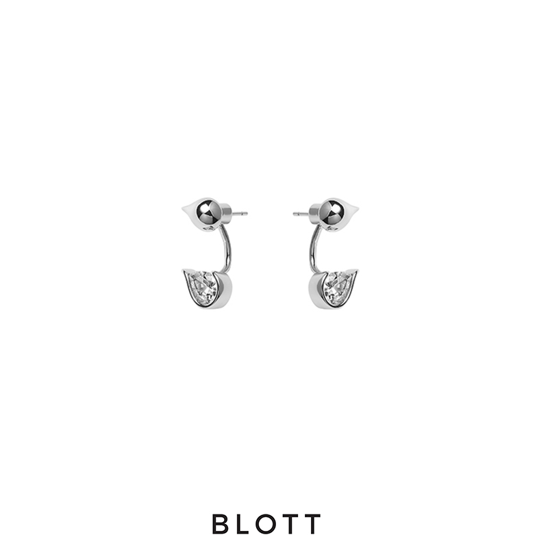 blott官方店水滴锆石耳针纯银