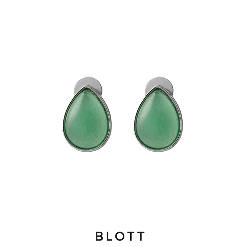 BLOTT 绿玛瑙简约水滴耳钉