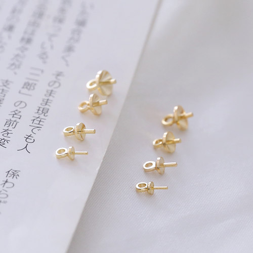 diy饰品配件18K真金14K包金半孔珠托羊眼钉花托帽盖花帽吊坠挂件 - 封面