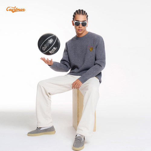COURTMAN野球帝篮球梦灰色毛衣