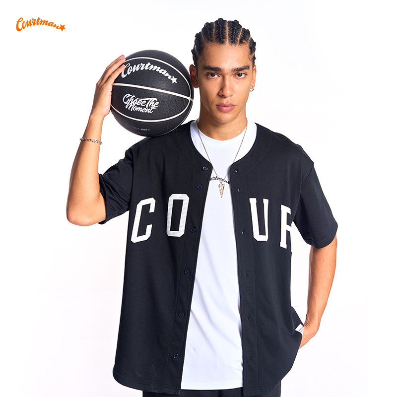 COURTMAN野球帝 篮球运动T恤美式复古嘻哈棒球服训练服短袖上衣男