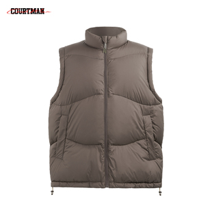 COURTMAN野球帝轻薄羽绒马甲男女2025秋冬90白鸭绒泡芙背心外套