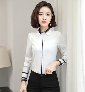 职业衬衫女春夏新款长袖工作服正装上衣酒店前台工装时尚简约衬衣