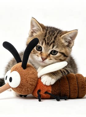 猫咪毛绒玩具幼猫安抚陪伴蚊子玩具陪睡可爱互动自嗨解闷宠物用品