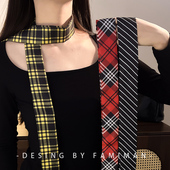 时尚 多戴腰带颈饰头饰 撞色长围巾发带一款 条纹丝巾飘带女款 衬衫