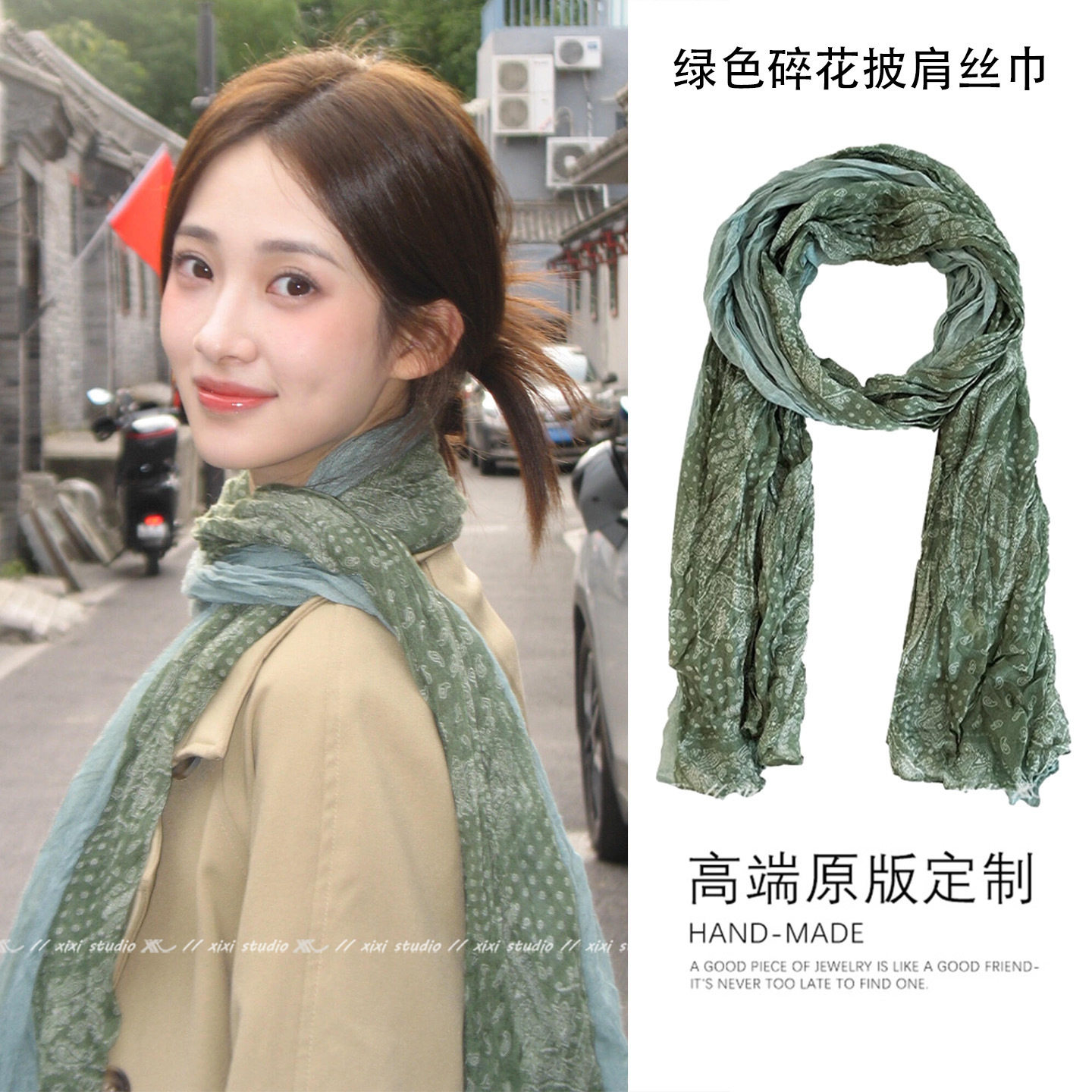 复古文艺风棉麻褶皱围巾秋冬防寒保暖护颈2025新款拍照氛围感围脖
