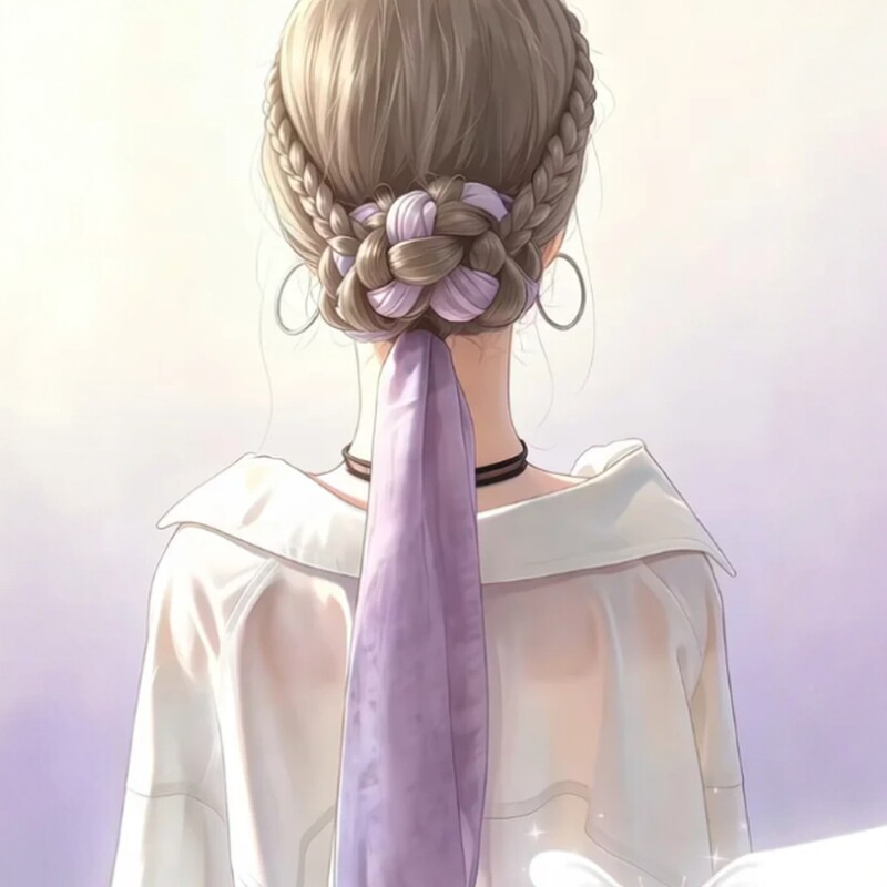 紫色渐变晕染丝带女盘发器