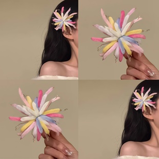 当我把烟花戴在头上!真的绝了!扭扭棒烟花发夹女马年发卡跨年发饰