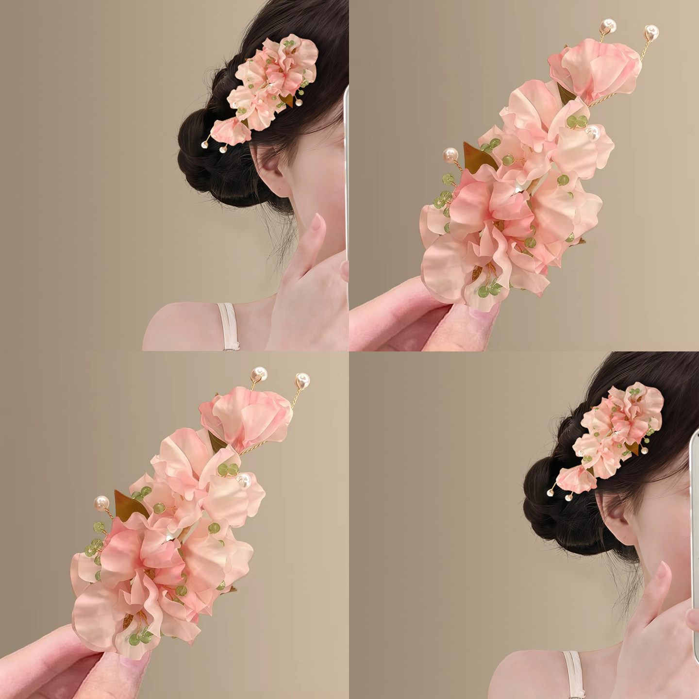 「桃之夭夭」氛围感超仙森系珍珠花朵发夹女！新款头花拍照出片,饰品/流行首饰/时尚饰品新,发饰,淘宝优惠券,粉丝福利购,淘宝优惠卷