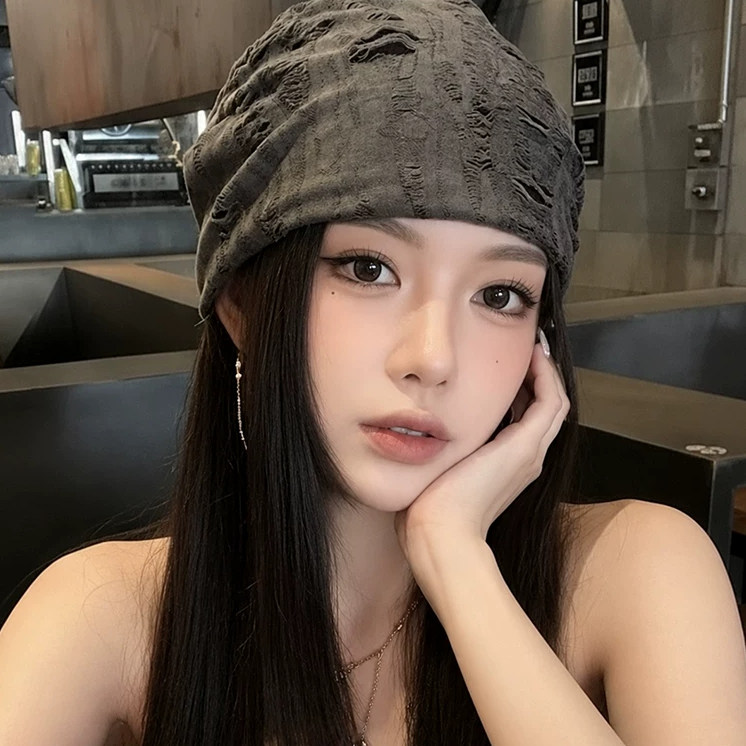 高级感灰色大头围冷帽女款显脸小