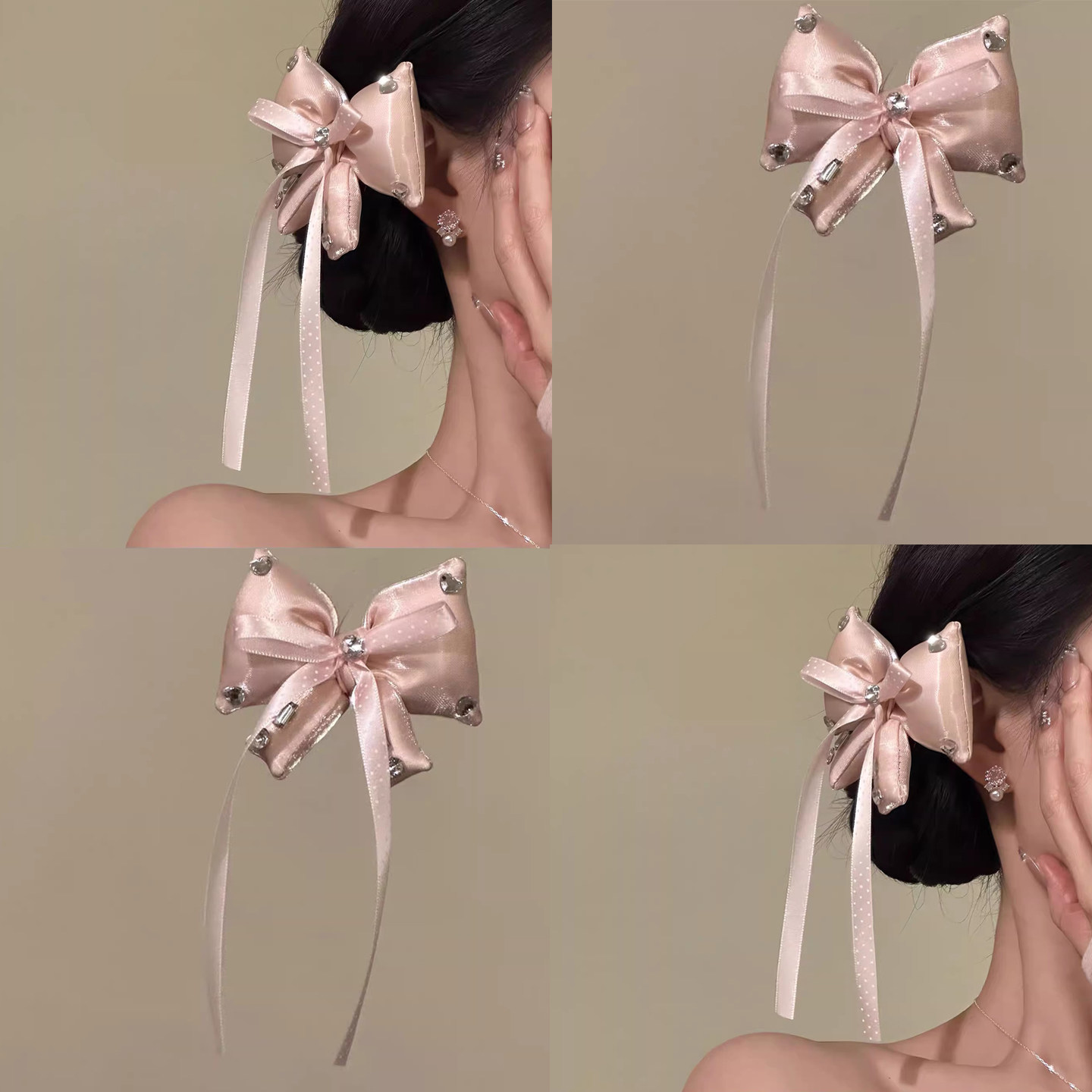 奶油泡芙！超仙甜美粉色蝴蝶结发夹女！2026新款氛围感发卡发饰,饰品/流行首饰/时尚饰品新,发饰,淘宝优惠券,粉丝福利购,淘宝优惠卷