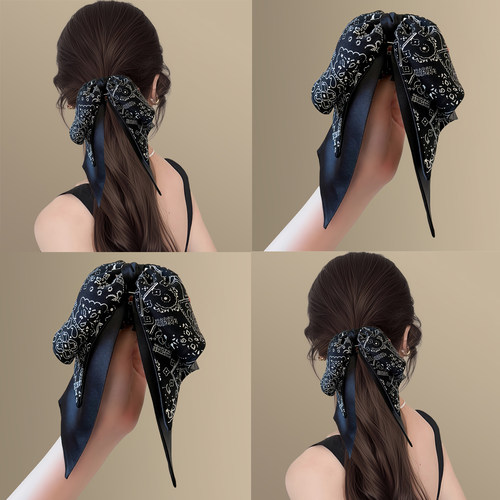 法式优雅腰果花飘带蝴蝶结马尾夹