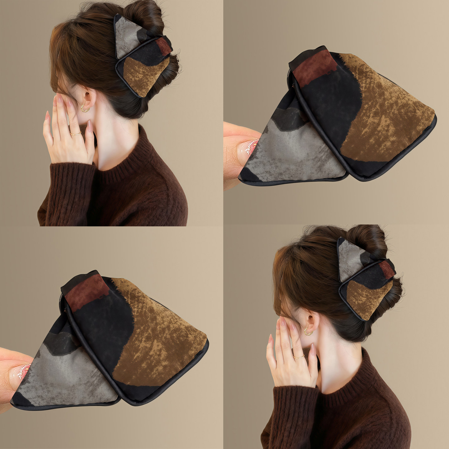 超能抓~复古秋冬撞色扎染三角抓夹女2025新秋冬后脑勺鲨鱼夹拎环,服饰配件/皮带/帽子/围巾,拎环,淘宝优惠券,粉丝福利购,淘宝优惠卷