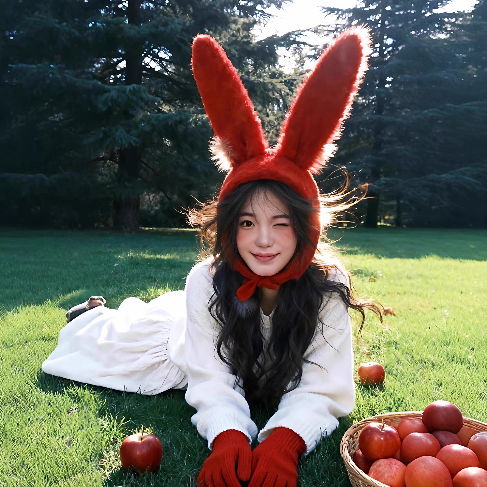 过圣诞啦~圣诞帽子兔耳朵头饰女拍照道具可爱搞怪头套氛围感装饰