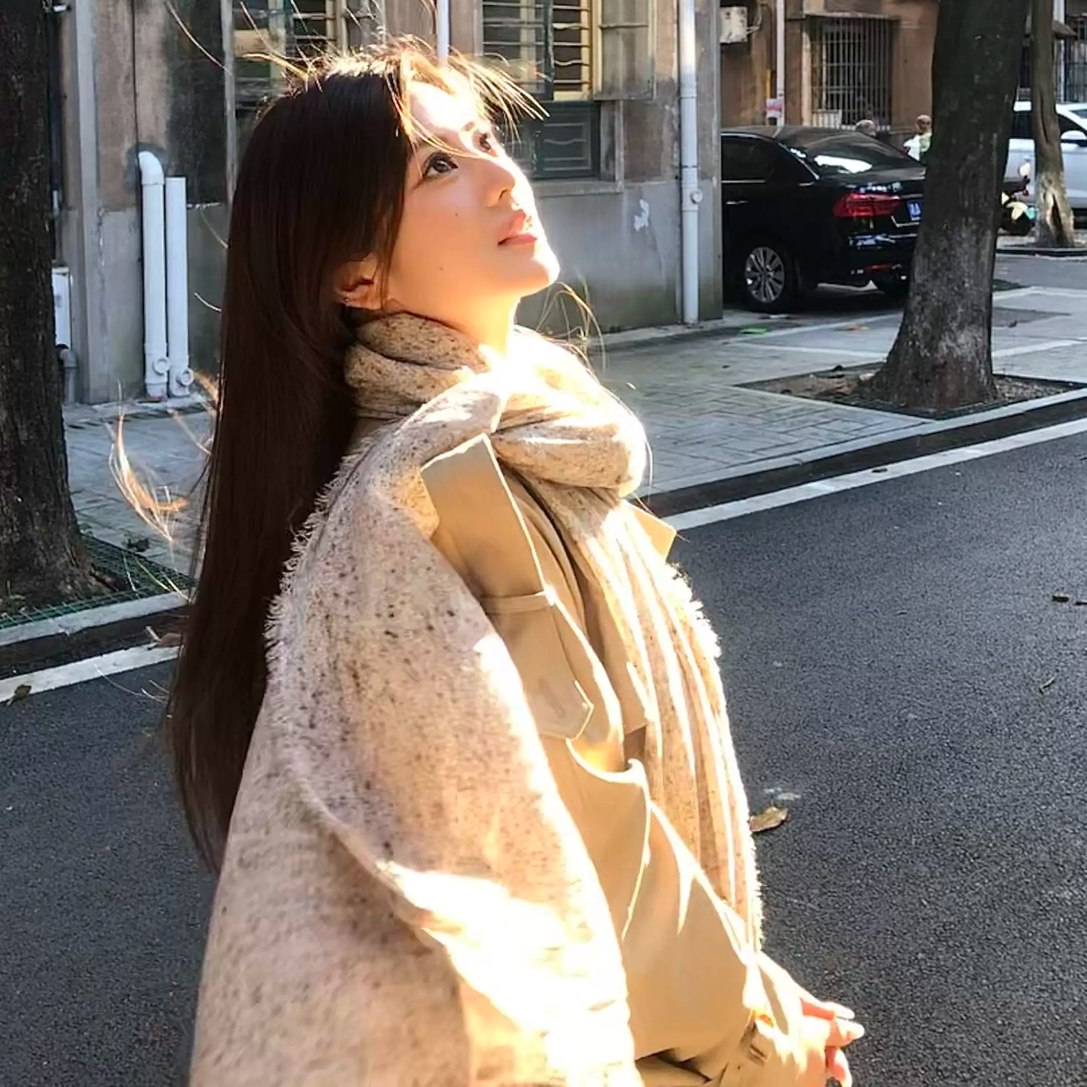复古文艺风针织围巾披肩女外搭