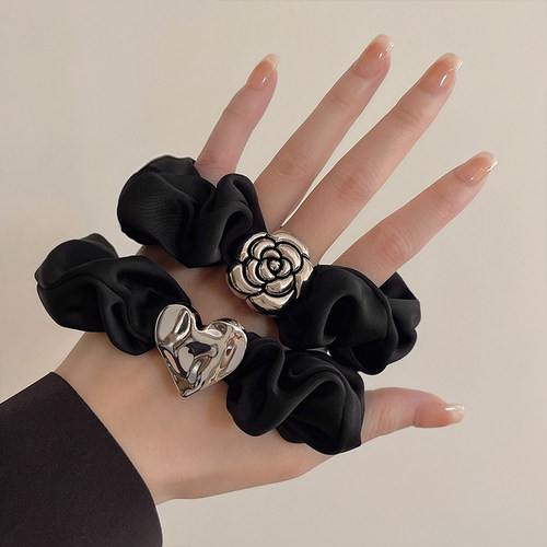 黑色简约大肠发圈高级夏季皮筋