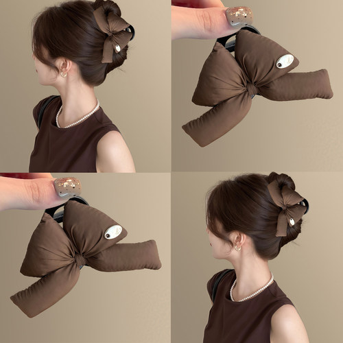 暖棕蝶韵~蝴蝶结泡泡抓夹女！