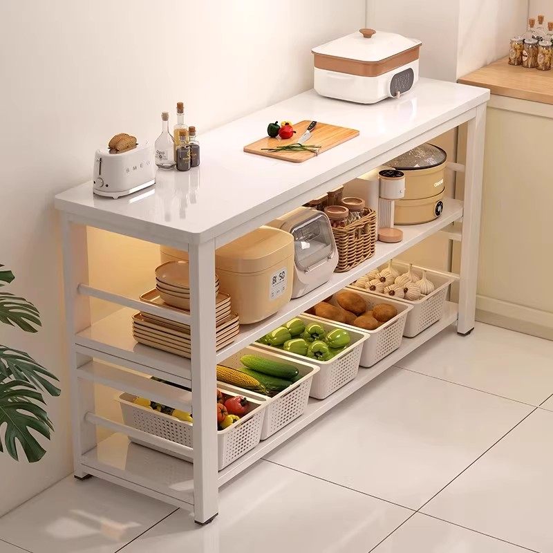 厨房置物架落地多层收纳架餐边储物柜子窄边多功能切菜桌子工作台