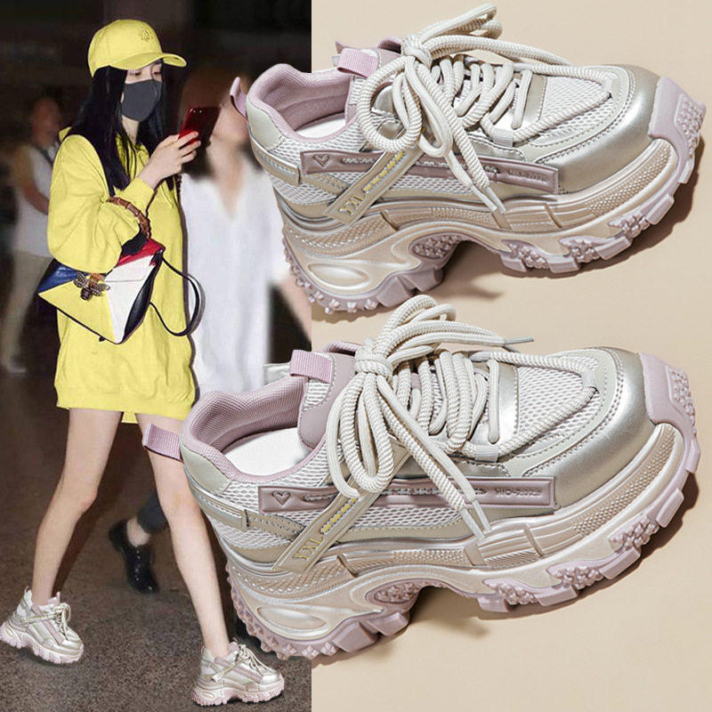 2026春新款小个子内增高运动老爹鞋时尚轻便超厚底女鞋潮耐磨ina3