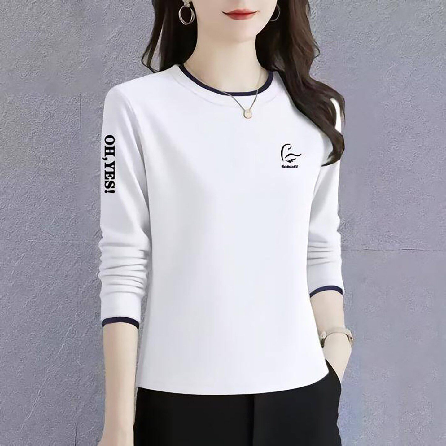 榕坤女装印花长袖T恤2026秋季新款妈妈装休闲减龄打底衫宽松上a1