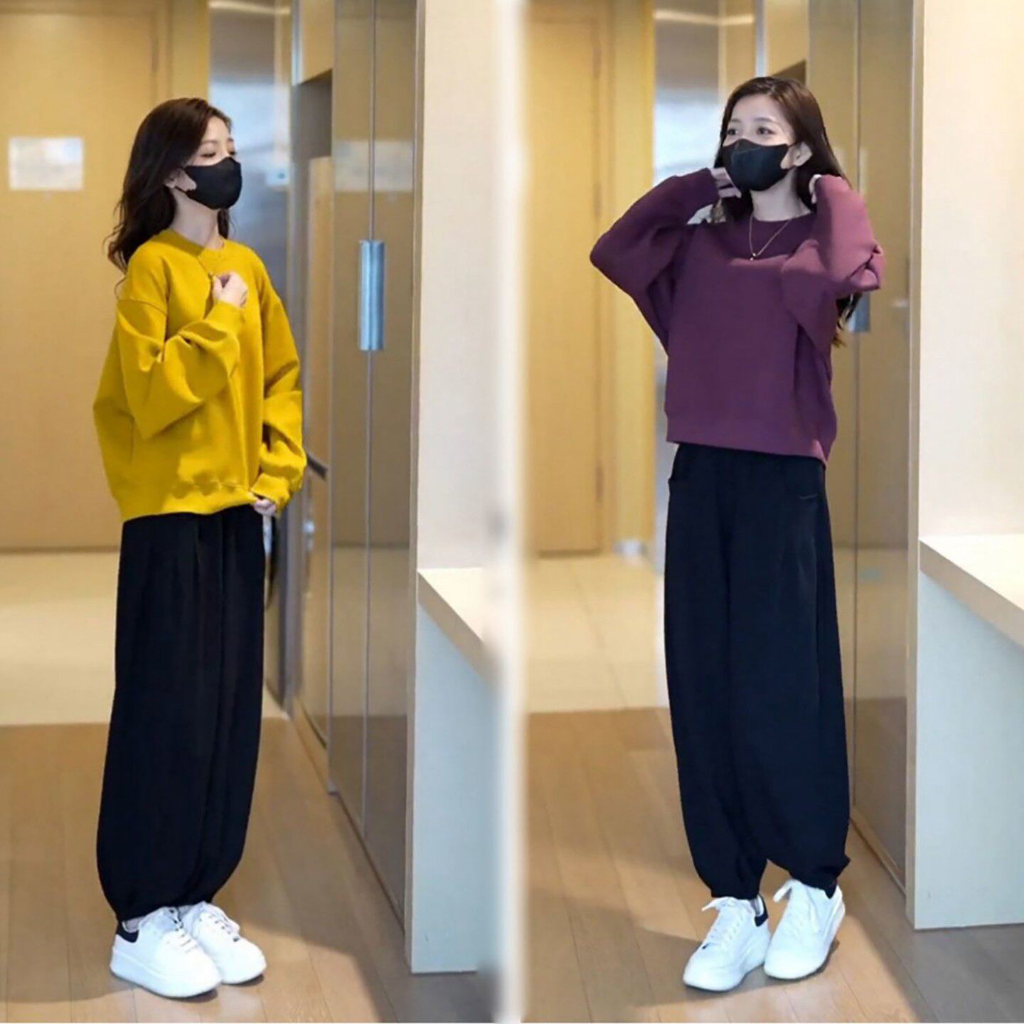 玟若服饰甄选店时尚休闲运动套装春秋女士韩版圆领卫衣长裤两件a8