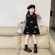 女童黑色丝绒亮片蝴蝶结连衣裙2025秋冬新款 女孩加绒背心裙公主裙