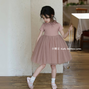 女童短袖网纱连衣裙2025夏季新款女孩蓬蓬公主裙生日裙表演礼服裙