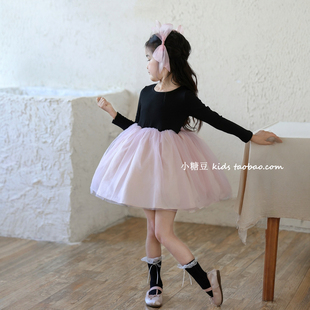 女童气质芭蕾蓬蓬纱裙连衣裙2025秋季 女孩甜美公主裙生日礼服 新款