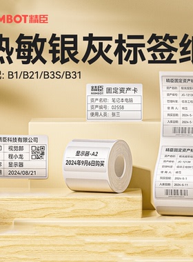 【B系列 银灰】niimbot精臣B1/B21/B3S/B31银灰标签纸办公设备固定资产银色灰色防水热敏不干胶标签机打印纸