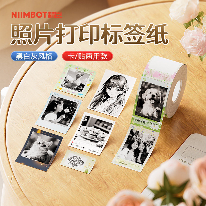 精臣B1Pro/B21Pro高清打印机专用相纸黑白图像照片打印纸自印小卡手账便利贴简笔画卡贴不干胶卡贴纸,办公设备/耗材/相关服务,相片纸,淘宝优惠券,粉丝福利购,淘宝优惠卷