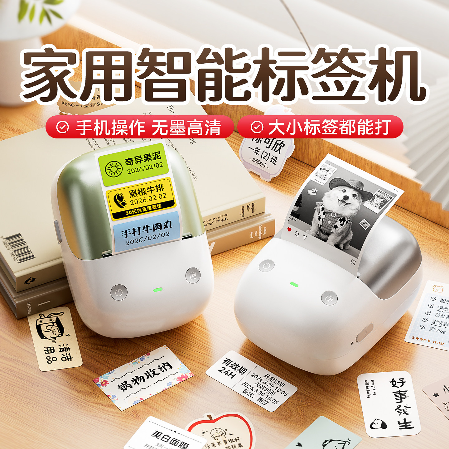 精臣B2Pro家用标签打印机厨房冰箱食品化妆品收纳姓名贴手账开关不干胶贴纸彩色蓝牙热敏防水小型智能打印机