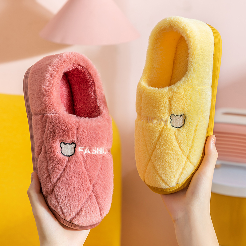 2024新款棉拖鞋男秋冬季包跟室内家用厚底保暖家居防滑毛毛棉鞋女