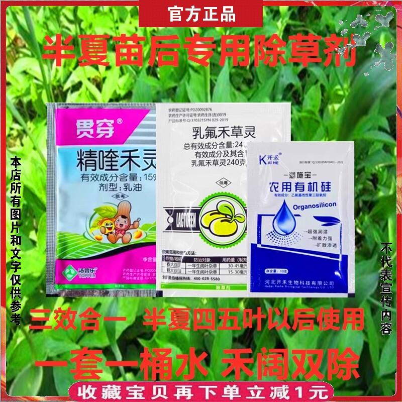 半夏除草剂精喹禾灵药材半夏苗后专用灭杀草药乳氟禾草灵禾阔双除